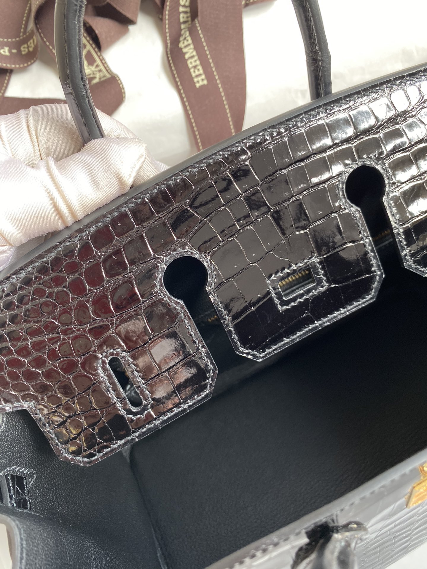 Hermes Birkin 25CM Handmade Bag In Black Crocodile Niloticus Shiny Skin